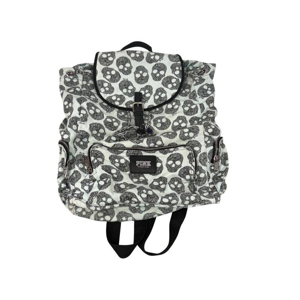 Victoria Secret's Pink Limited Edition Mint Teal Sugar Skulks Canvas Backpack